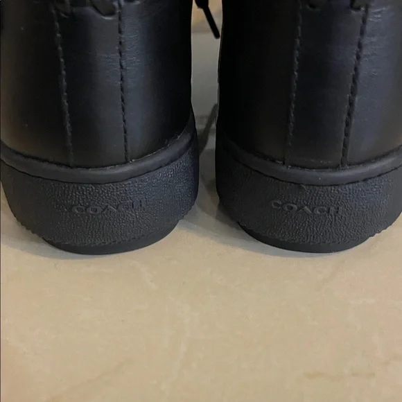 COACH men's black shearling lined leather sneaker boots size 10.5D - Picture 6 of 8